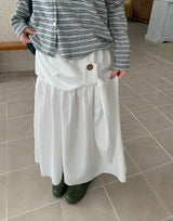 Natan Shirring Belt Banding Long Skirt