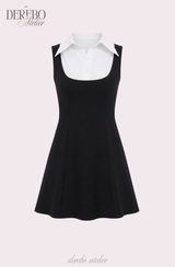 Seri collar sleeveless flare dress