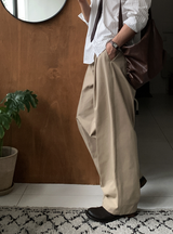 ノーメースバックバンディングコットントンシンワイドパンツ