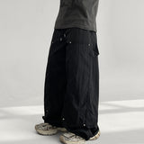 Rogen Nylon Rivet Slit Carpenter Wide Pants (3 colors)