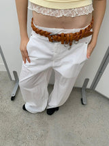 Wide leather chain belt(2c)