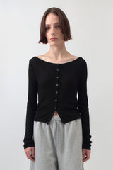 Boat Neck Cardigan / Black