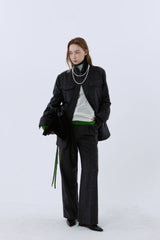 HERRINGBONE HALF COAT_BLACK