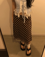 Cocoa Dot Vintage Midi Skirt