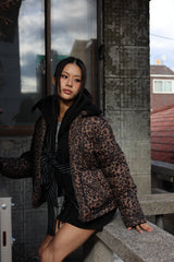  LEOPARD SHIRRING PADDING_BROWN