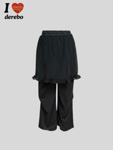 シフォンラップレイヤードバンディングパンツ