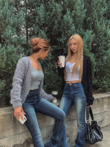 [U-BASIC] And V-neck Angora cardigan