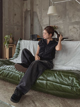McCoy pintuck denim wide pants