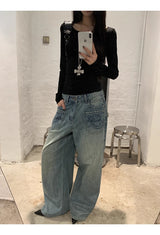 バックレスレースポイントブラック長袖シャツ