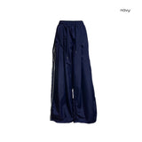 (3color) Hippie Pintuck Wide Nylon Banding Pants