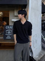 ワッフル ヘンリーネック ロングスリーブ Tシャツ
