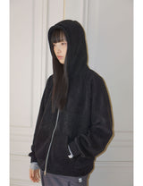 フリース フーディー ジップアップ(BLACK)
