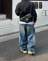 CT Color-Block Balloon Denim Pants
