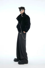 Striped Metal Accent Straight-Leg Trousers