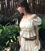 [ festival ] overve long chiffon bloom asymmetrical sk