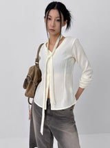 [MADE] Ruet Pleated Tie Blouse