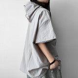 Hari boxy fit string cooling short-sleeved hooded zip-up jumper