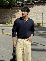 デリヘンリーネックロングスリーブTシャツ