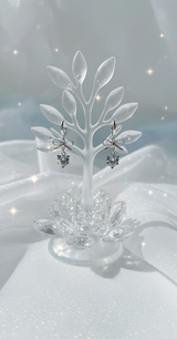 [IU Piercing] Dainty Heart Crystal and Ribbon Huggies Piercing - Silver Color