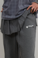 Side Fur Trim Sweatpants / Charcoal