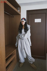 Napping Thick Soft Hooded Zip-Up Set