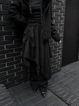 suede shirring draped skirt