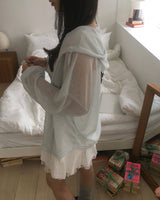 Tsukin Sheer Linen Hooded Cardigan