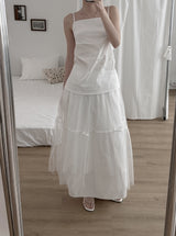 Rie Chiffon Layered Tulle Skirt