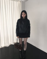 High neck leather jacket