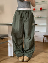 Star Patch Parachute Nylon Pants