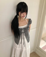 Mumon Check Sleeveless Blouse