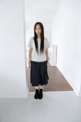stripe banding flare midi skirt(3colors)