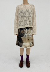 クロシェレースブラウスTシャツ (Beige)