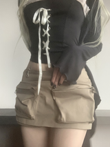 フォクス y2k ジッパーカーゴスカート (light beige)