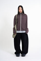 Jersey high-neck zip-up