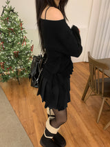 サンデーピュアウールプリーツミニスカート