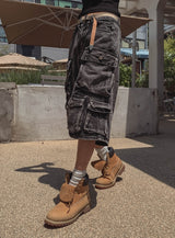 Super Pocket Cargo Half Denim Pants