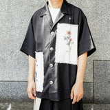 Patchwork Raw Edge Ink Wash Shirt
