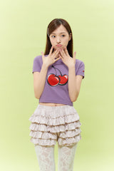 SIGNATURE BIG CHERRY CROP T-SHIRT - PURPLE