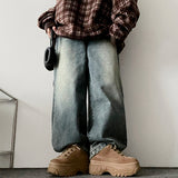 [Fleece lining] リネンヘムスナップウォッシュワイドデニムパンツ - 3 Tier Length