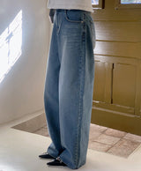 デイリーウォッシングコットン100ワイドデニムパンツ