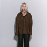 Stripe Oversized shirts [Brown]