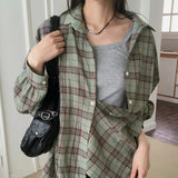 Uter Check Boxy Overfit Vintage Long Sleeve Shirt