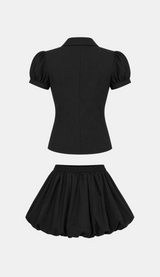 Neris Button Blouse Skirt Set