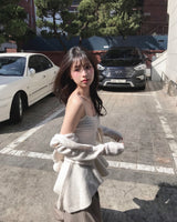 wave asymmetric flare knit cd + top set