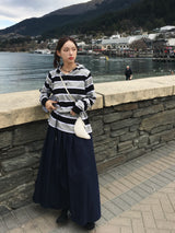 ジェリーボタンヘンリーネックストライプフーディー (3c)