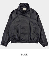Saint High-Neck Unbalanced Leather Jacket