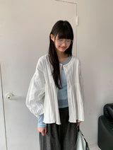 Kentit Stripe Shirring Button Blouse