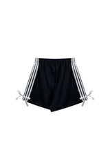 RIBBON JERSEY TRACK MICRO SHORTS / BLACK