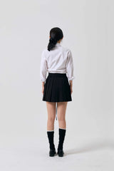 SWAN PLEATS SKIRT PANTS / BLACK
